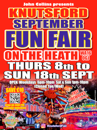 Knutsford Funfair Friday 29th April until Sunday 8th May 2022, poster details
