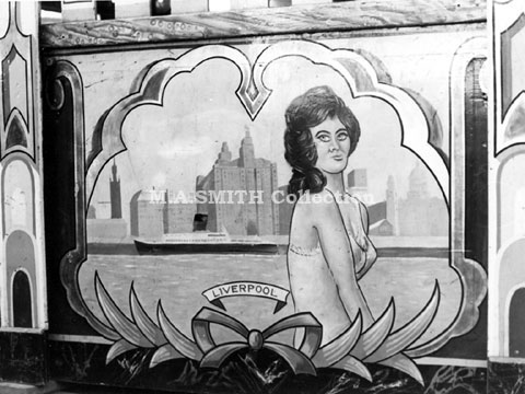 Artwork on shutter – M A Collins’ first Maxwell Waltzer, Bury March Fair, March 1977,M A Smith Collection,image